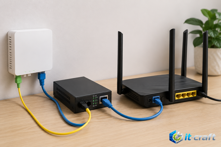 Как подключить медиаконвертер или оптический GPON-терминал к Wi-Fi роутеру